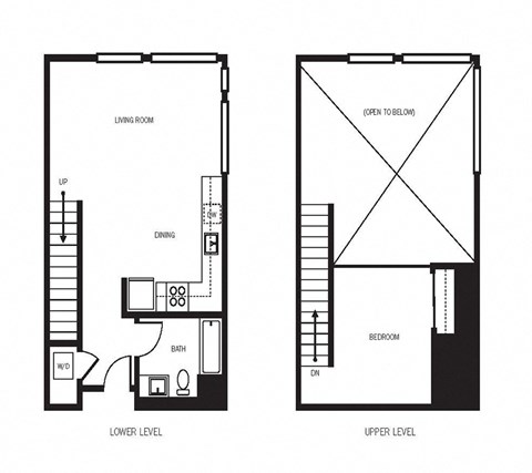 Floor plan for 1 bed, 1 bath, 746 sqft